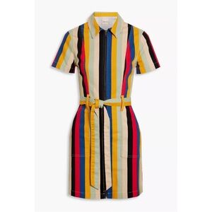 Alice + Olivia Gorgeous Denim Dress Boheme Multi color Stripe Mini sz 4